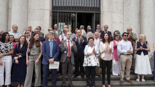 Paro simbólico de jueces y fiscales frente a la Audiencia de Valladolid para protestar por el proyecto de modificación de la Ley Orgánica de Poder Judicial y del Estatuto Orgánico del Ministerio Fiscal