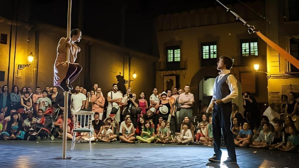 Un espectáculo nocturno en la Plaza San Bruno, Zaragoza.