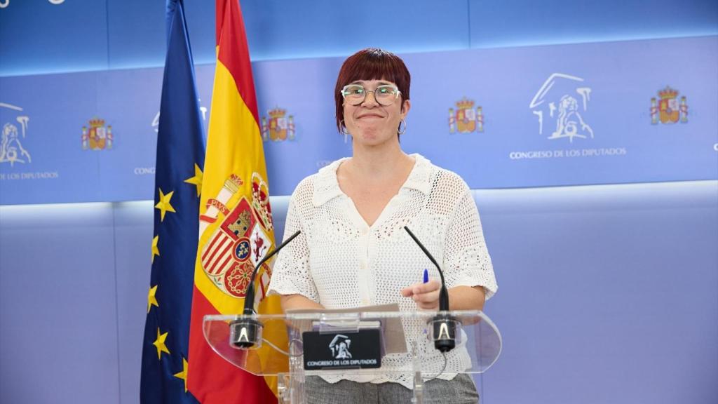 Àgueda Micó en la rueda de prensa posterior a la Junta de Portavoces. Jesús Hellín / EP