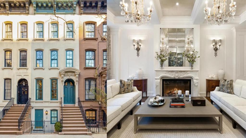 Fachada de la casa y salón de la segunda planta.