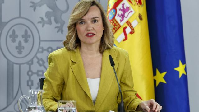 La ministra de Educación y portavoz del Gobierno, Pilar Alegría, este martes en la rueda de prensa posterior al Consejo de Ministros.