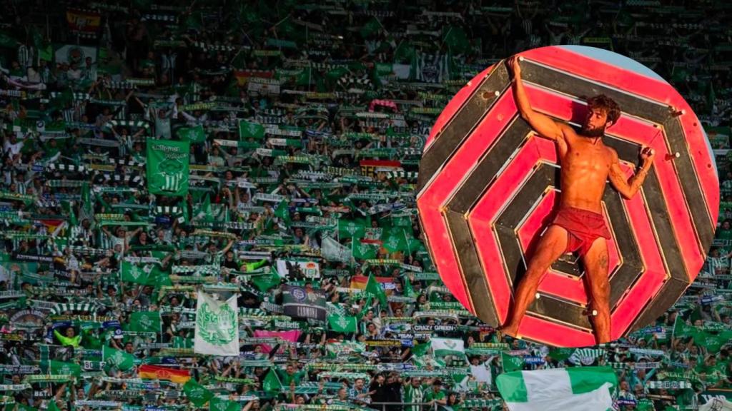 Un montaje de Montoya en Supervivientes y la afición del Betis.