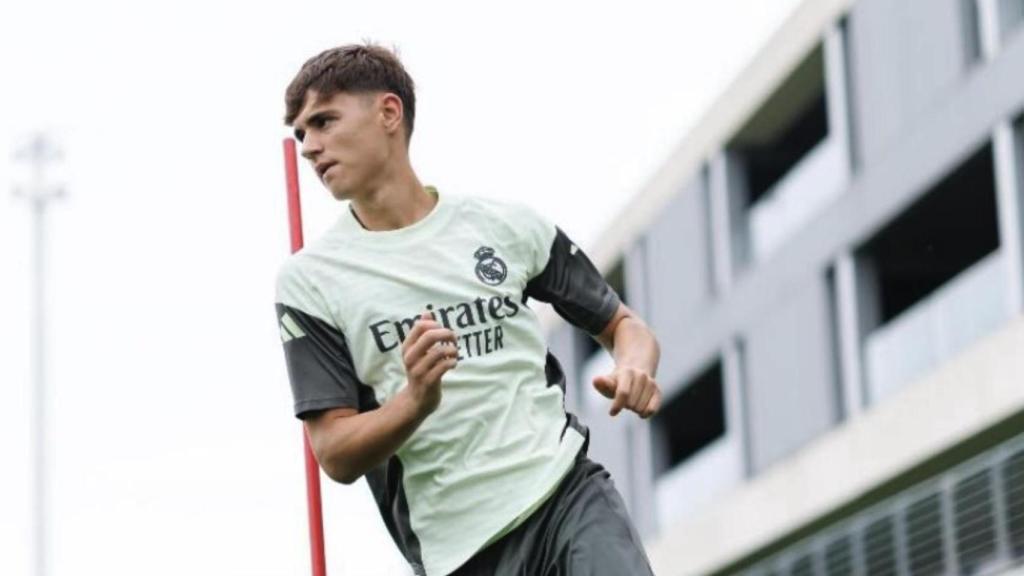 Diego Aguado entrenando con el Real Madrid
