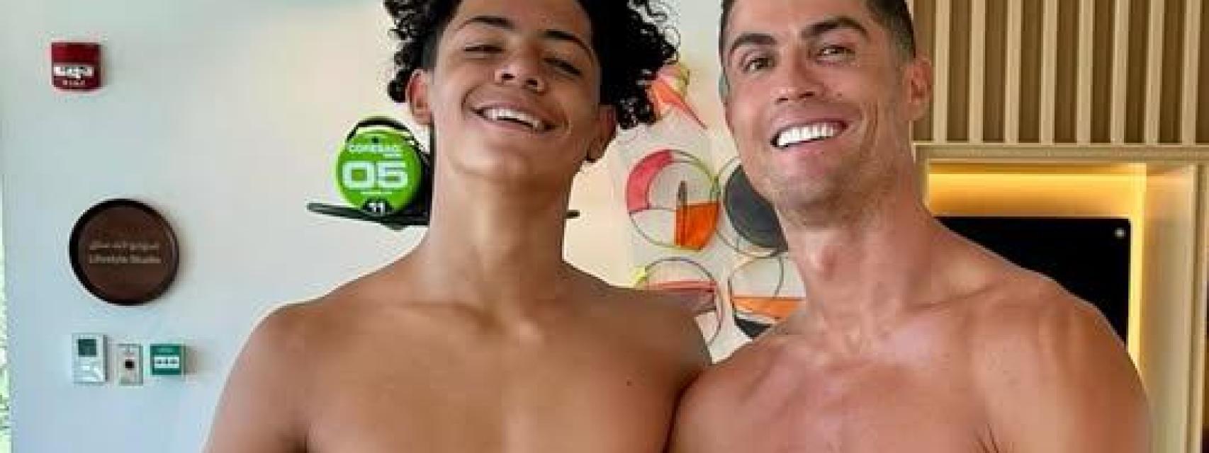 Cristiano Ronaldo y su hijo mayor, Cristiano Ronaldo Jr., en una imagen de redes sociales.