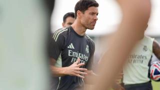 Xabi Alonso, durante una sesión de entrenamiento con el Real Madrid en Miami
