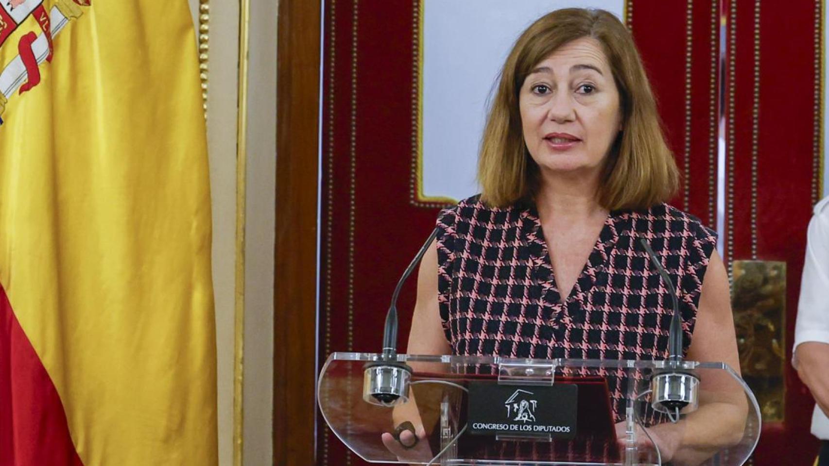 La presidenta del Congreso, Francina Armengol, en la toma de posesión de nuevos consejeros y presidente del Consejo de Seguridad Nuclear, este martes.