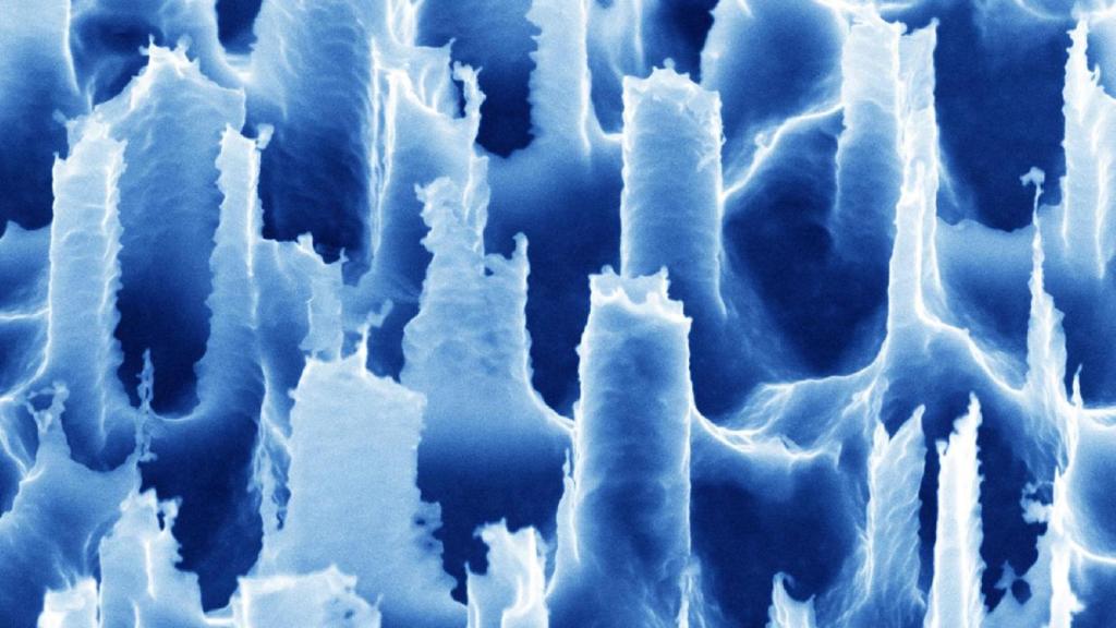 Superficie de micropúas de silicio para la lectura de las gotas