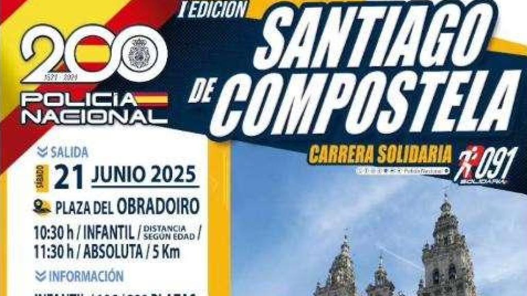 Cartel de la I Carrera Solidaria Ruta 091 en Santiago de Compostela