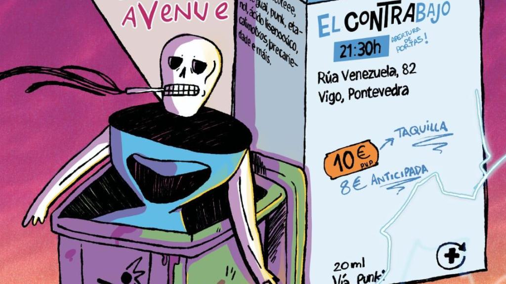 Cartel del concierto en Vigo de MARÍA DO LIXXXO, Fúlmine y Beach Avenue