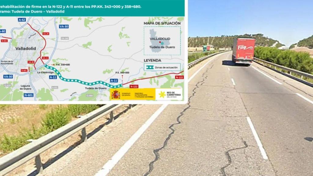 La carretera en la que se acometerán los trabajos y el croquis de los trabajos