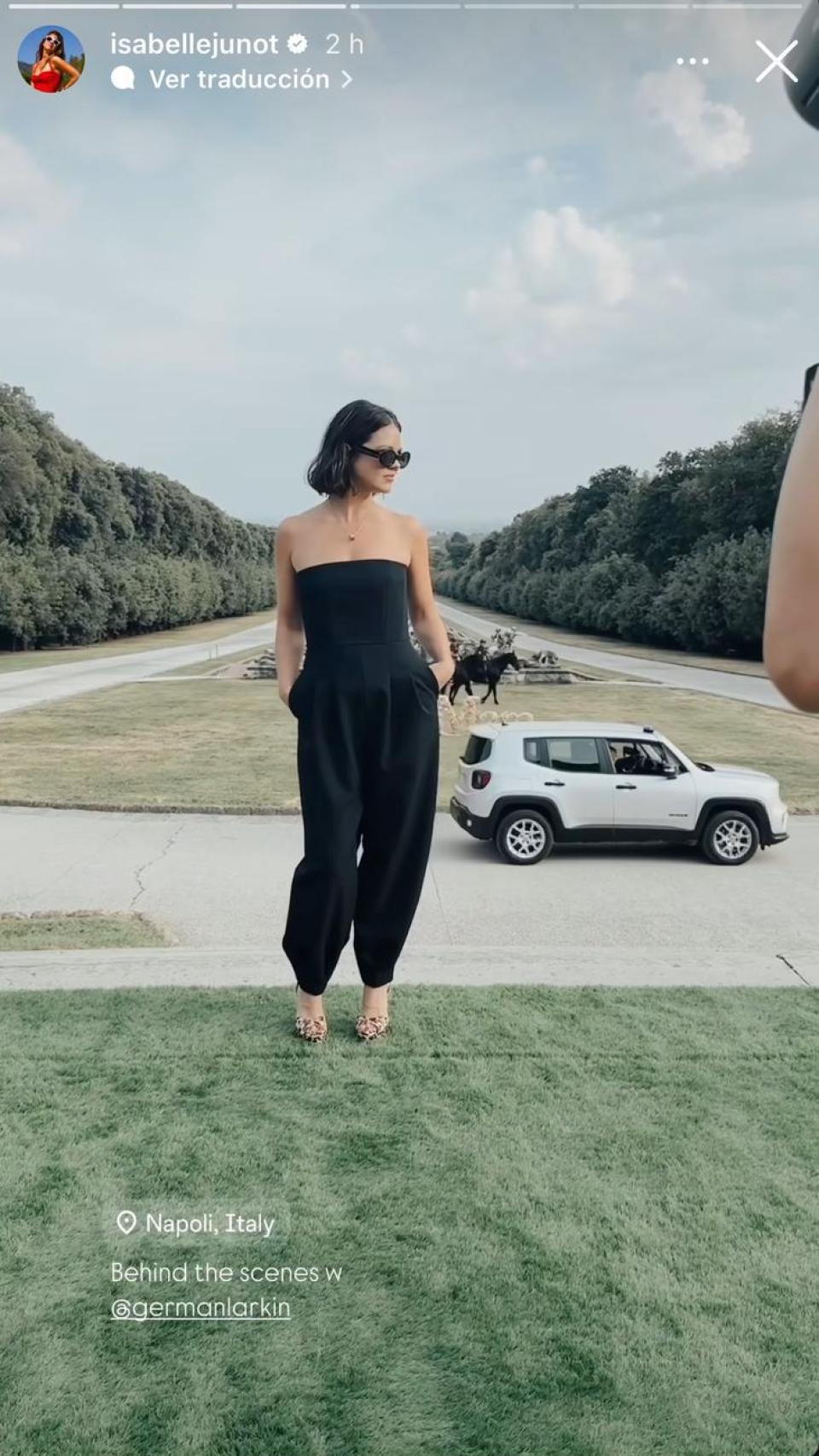 Isabelle Junot con un estilismo de Max Mara en la presentación de su nueva colección.