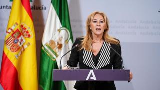 La consejera andaluza Carolina España, este miércoles tras el Consejo de Gobierno.