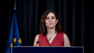 Isabel Díaz Ayuso durante un acto en la Universidad Rey Juan Carlos de Móstoles.