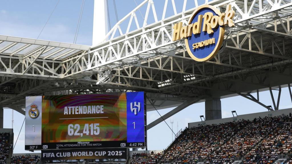 Anuncio del aforo del Real Madrid - Al Hilal en el Hard Rock Stadium