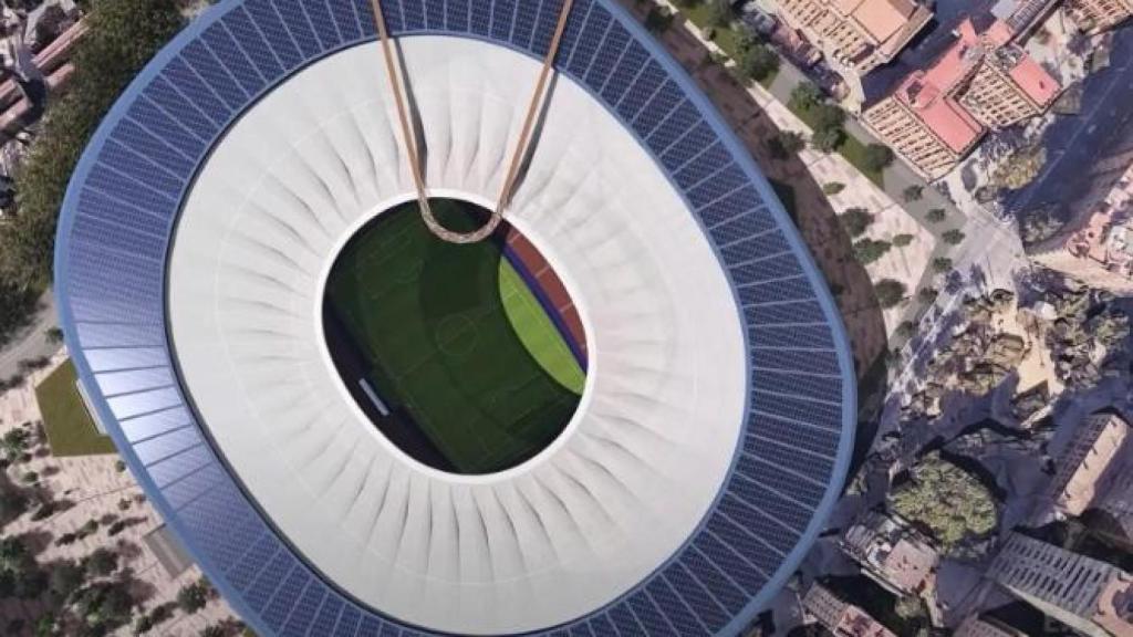 El plano cenital de la cubierta del nuevo Camp Nou con el mirador Eduardo Barea YOUTUBE