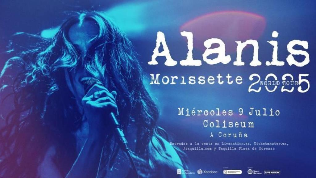 Cartel del concierto de Alanis Morissette en A Coruña