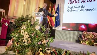 El presidente Azcón, en la presentación de la nueva campaña de Alimentos de Aragón.