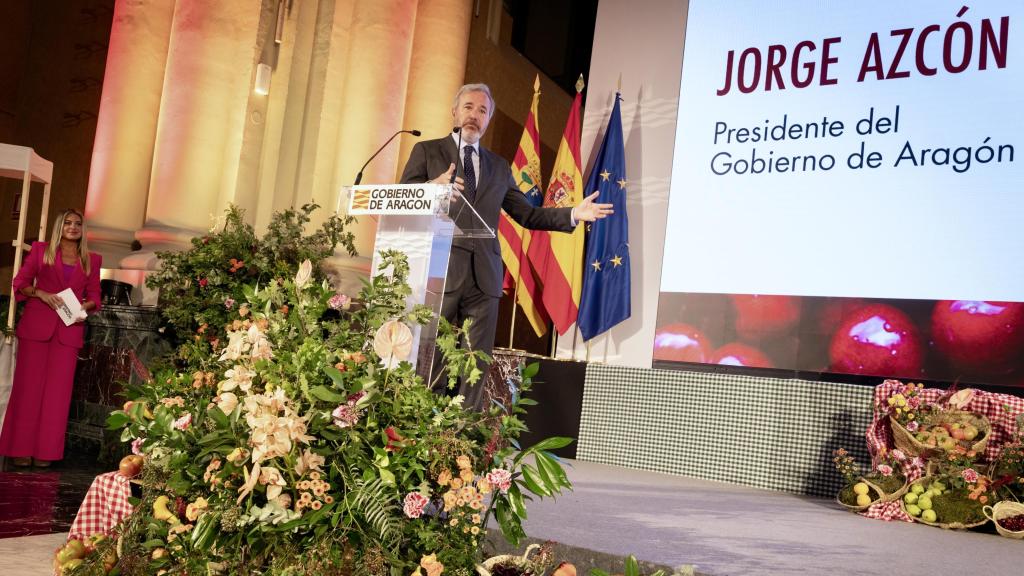 El presidente Azcón, en la presentación de la nueva campaña de Alimentos de Aragón.