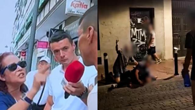 Montaje de la discusión en directo y las imágenes del mataleón hecho por el policía.