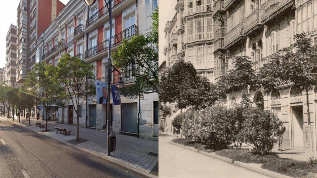 Imagen actual y antigua de la calle Miguel Íscar