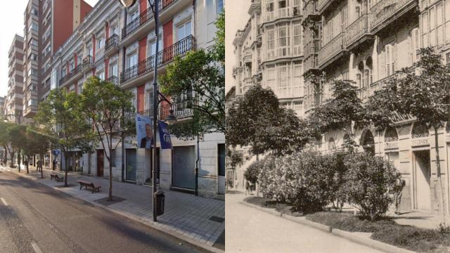 Imagen actual y antigua de la calle Miguel Íscar