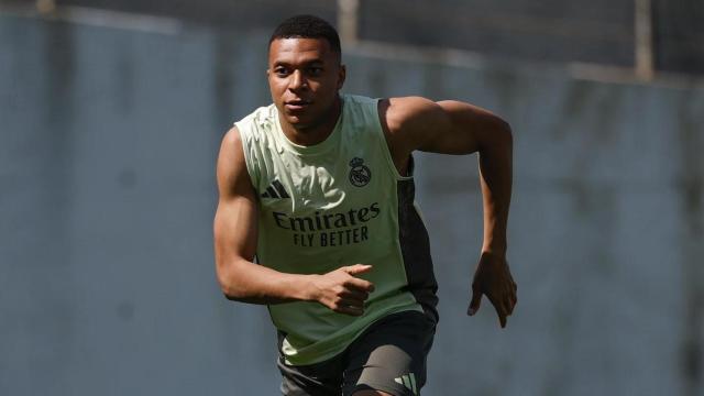 Kylian Mbappé, entrenando con el Real Madrid