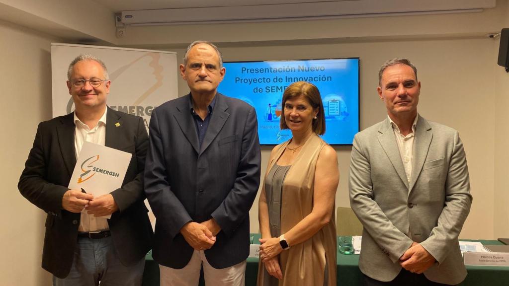 Dr. Rafael Micó, Vicepresidente de SEMERGEN; Dr. José Polo, Presidente de SEMERGEN; Dra. Lourdes Martínez-Berganza, Vicepresidenta de SEMERGEN y Marcos Guerra, Socio Director de Petri.