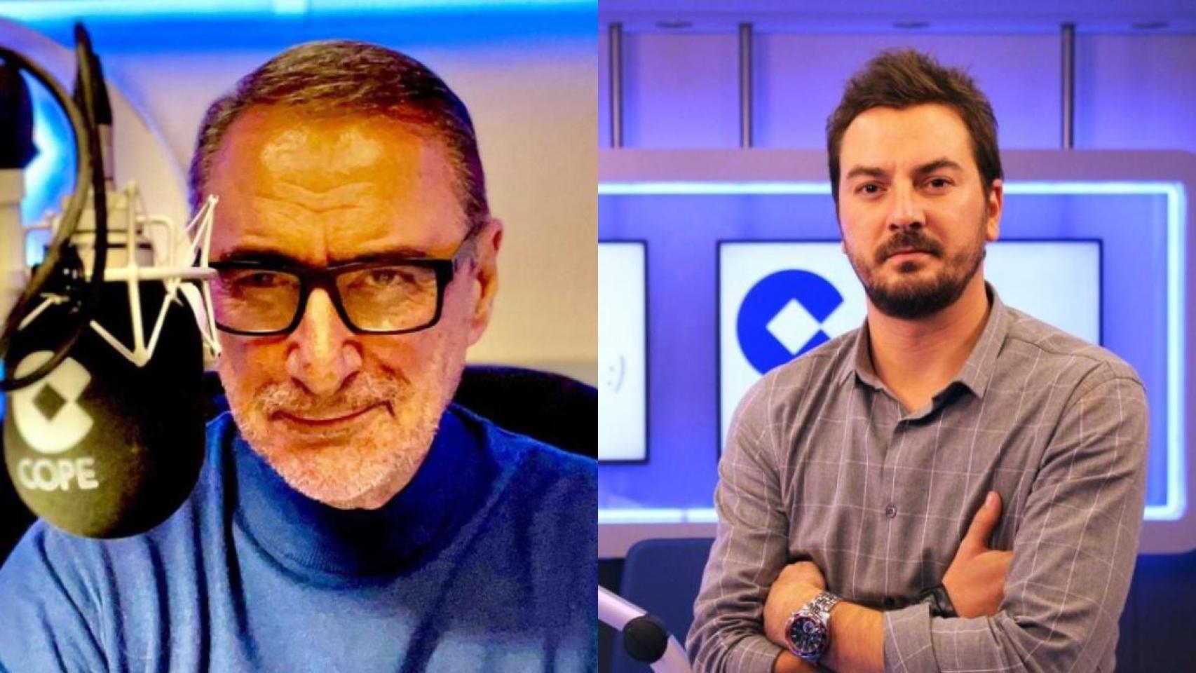 Carlos Herrera, presentador de 'Herrera en Cope' y Jorge Bustos, presentador de 'Mediodía Cope'.