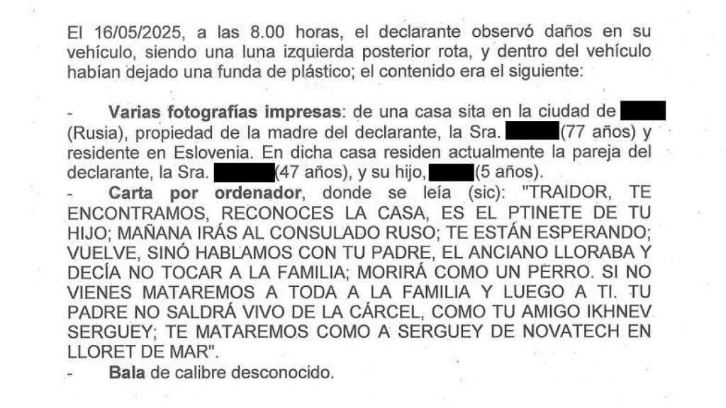 Fragmento de la denuncia interpuesta en los Mossos.