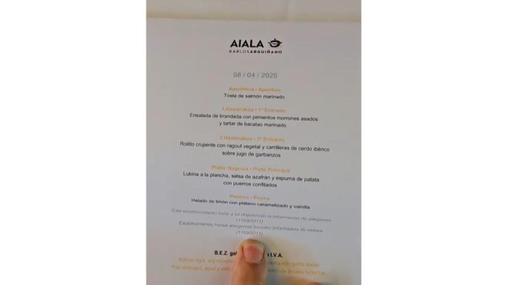 El menú degustación en Aiala.