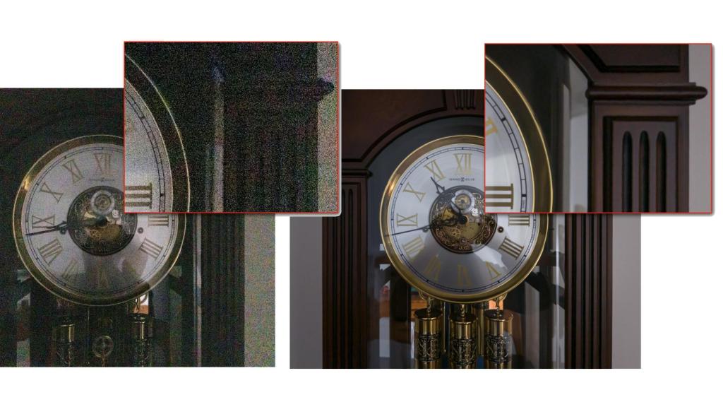 Fotografía tomadas con un iPhone a la izquierda y con Indigo a la derecha