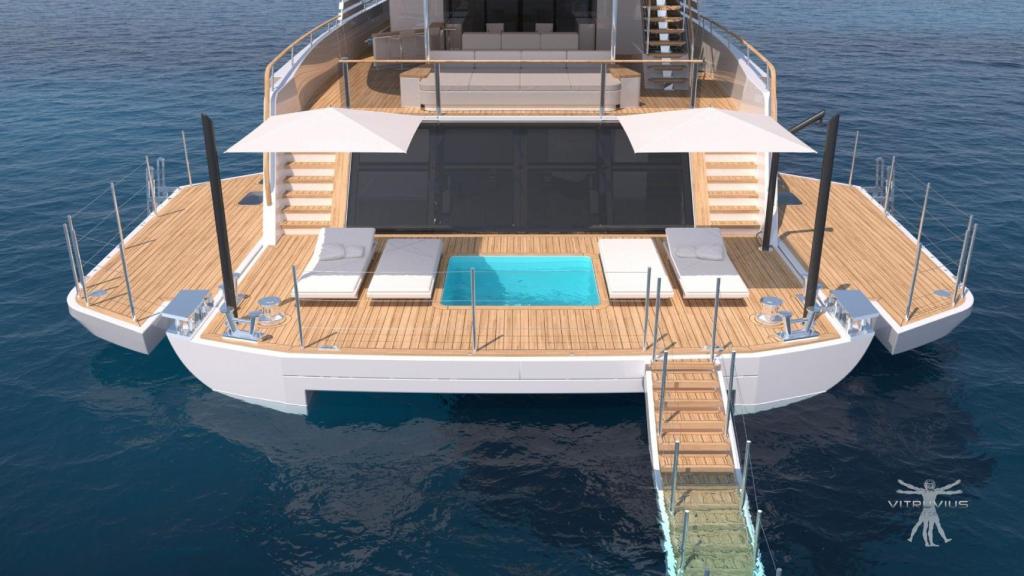 Las escaleras al mar del yate Tankoa.