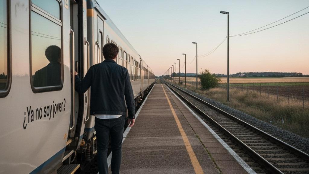Un joven bajándose del tren.