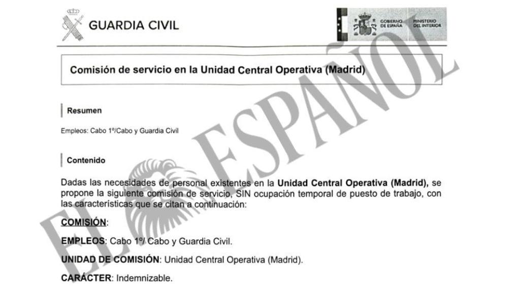 Oferta lanzada el pasado 18 de junio en la intranet de la Guardia Civil por la UCO.