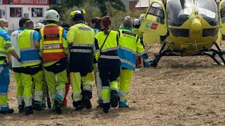 El Summa 112 trasladando a un trabajador herido en Arganda del Rey.
