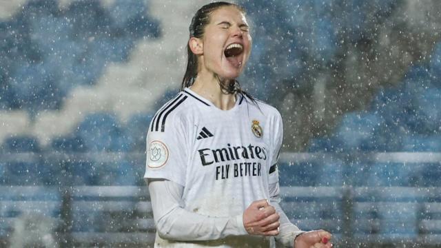 Signe Brunn, durante el partido de la Copa de la Reina sin el logo de Iberdrola en el parche de la Copa de la Reina