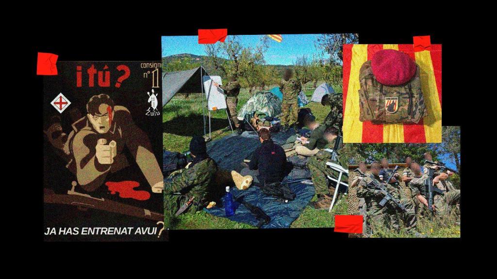 Vista de varios independentistas en los campamentos de verano.