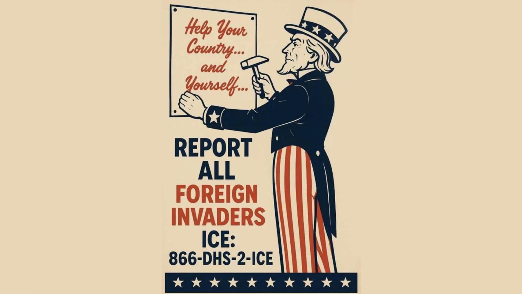 El cartel contra los invasores extranjeros de Trump.