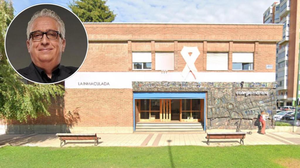 Colegio Maristas La Inmaculada junto a una imagen de Leo Harlem