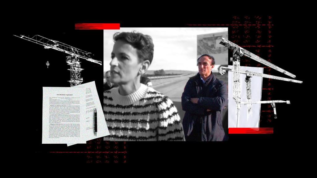 La presidenta de Navarra, María Chivite (i), y Jesús Polo (d), durante la presentación de unas obras en Navarra.