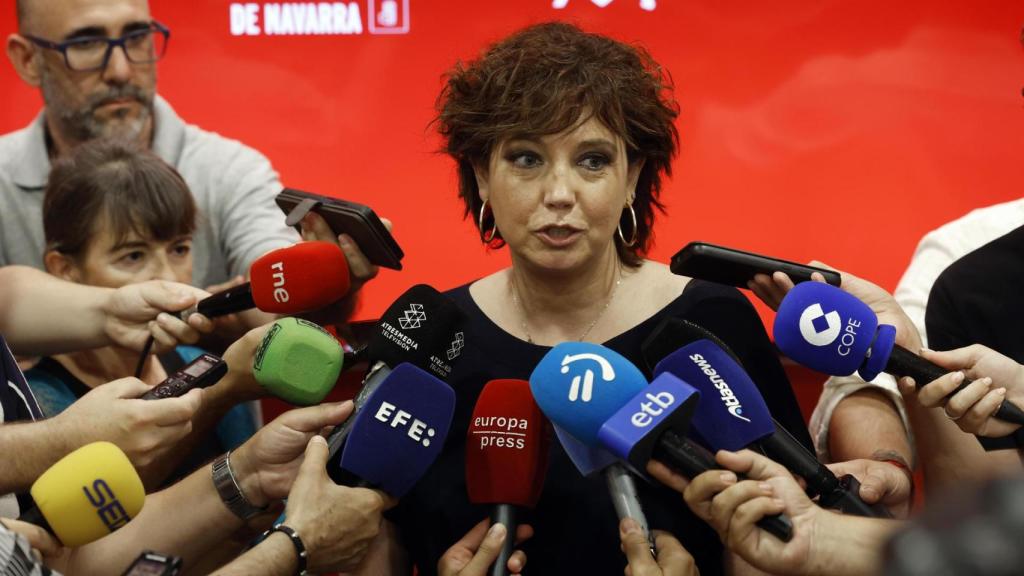 La nueva portavoz de los socialistas en el Parlamento de Navarra, Ainhoa Unzu, este viernes.
