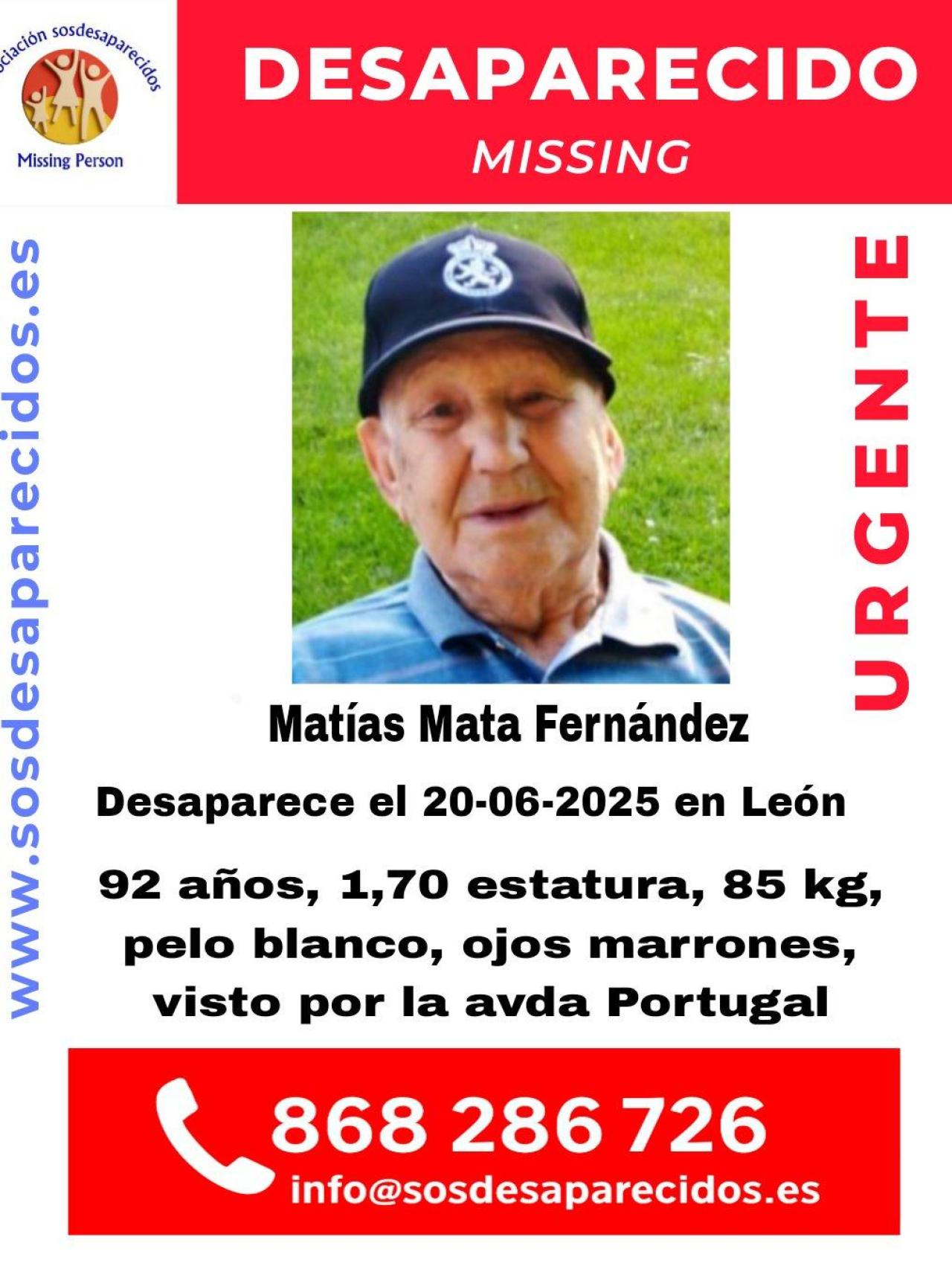 Cartel de la desaparición de Matías Mata