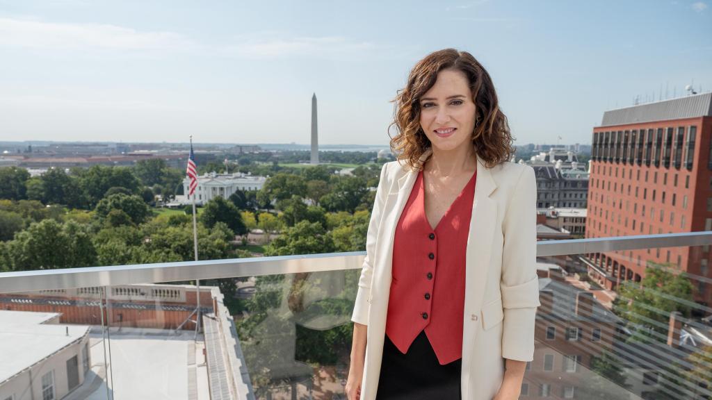La presidenta de la Comunidad de Madrid, Isabel Díaz Ayuso, durante un viaje institucional en 2021 en Estados Unidos.