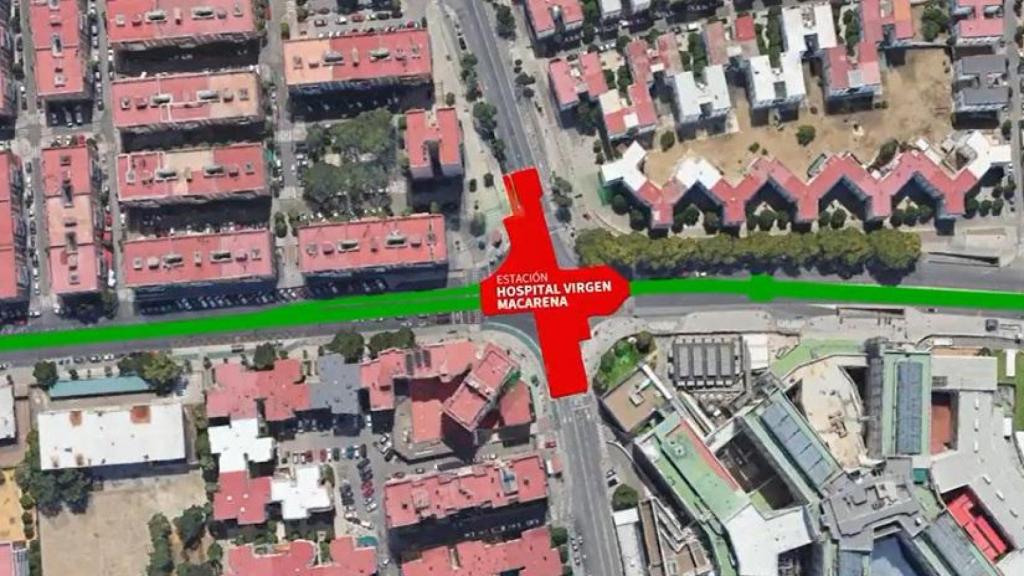 Ubicación de la estación del Hospital Virgen Macarena.
