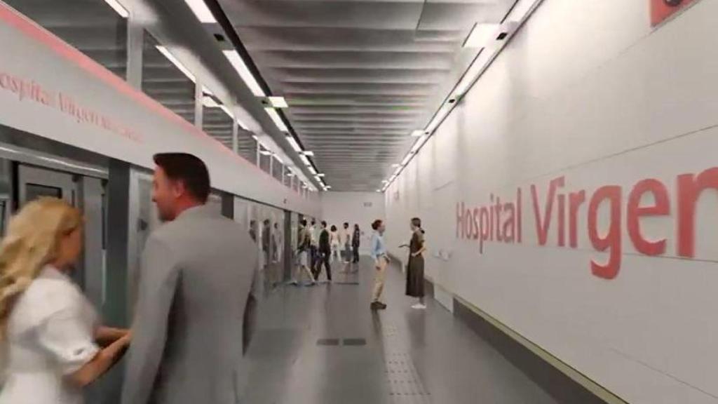 Proyección de la futura estación del Hospital Virgen Macarena por dentro.