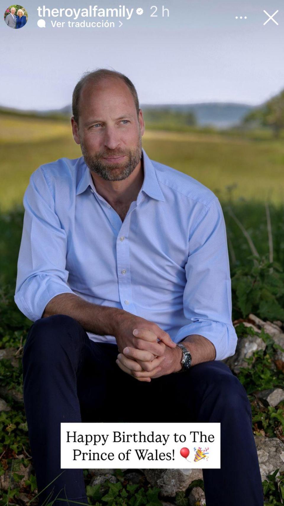 El Príncipe Guillermo, en el post compartido desde la cuenta oficial de los Príncipes de Gales con motivo de su 43 cumpleaños.