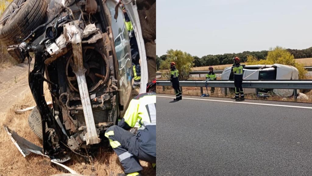 Montaje de EL ESPAÑOL con dos fotos del accidente