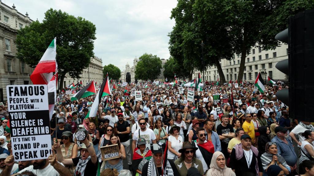 Imagen de la protesta de este sábado en Londres.