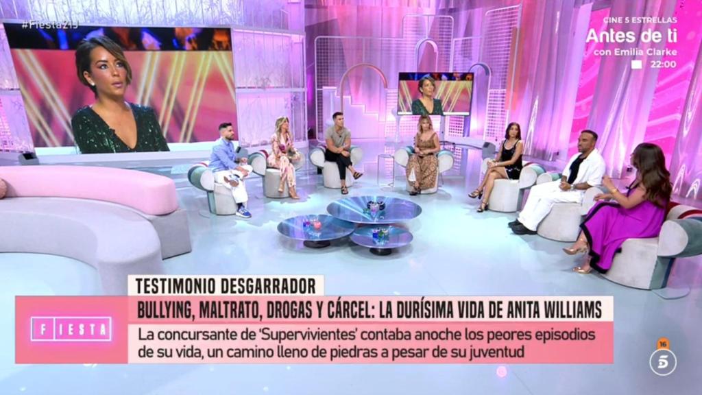 Miguel Frigenti, Marisa Martín Blázquez, Kiko Jiménez, Emma García, Marieta, Luis Rollán y Kiti Gordillo en 'Fiesta'.