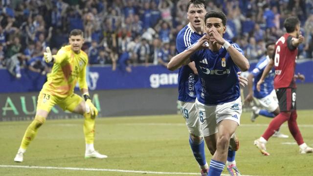 Ilyas Chaira celebra el gol marcado ante el Mirandés.
